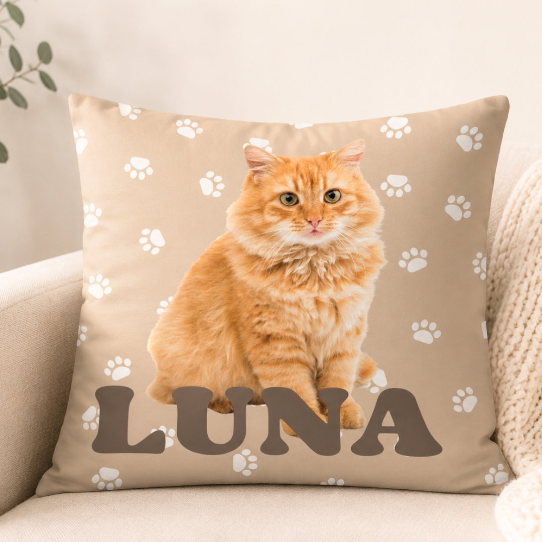 【写真＋名入れ】選べる柄×カラー ウチのコ フォトネームクッション
