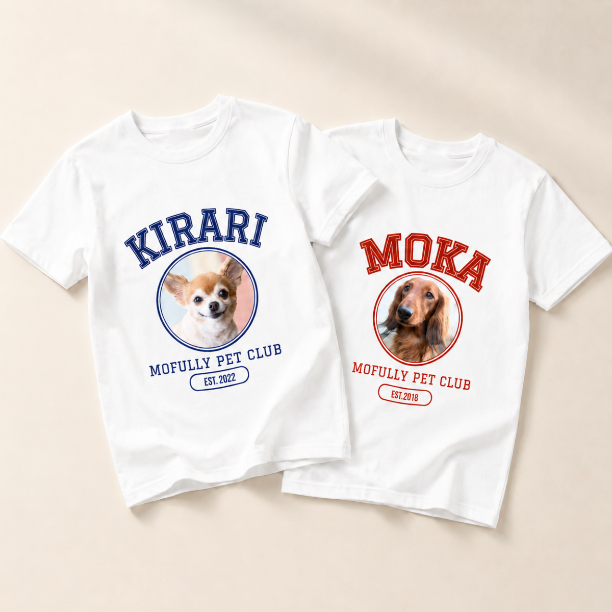【写真＋名入れ】うちの子 カレッジロゴTシャツ｜ペット写真で作る オーダーメイドTシャツ