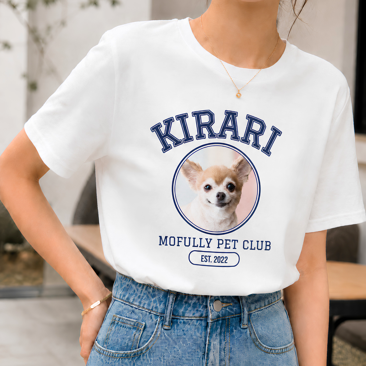 【写真＋名入れ】うちの子 カレッジロゴTシャツ｜ペット写真で作る オーダーメイドTシャツ