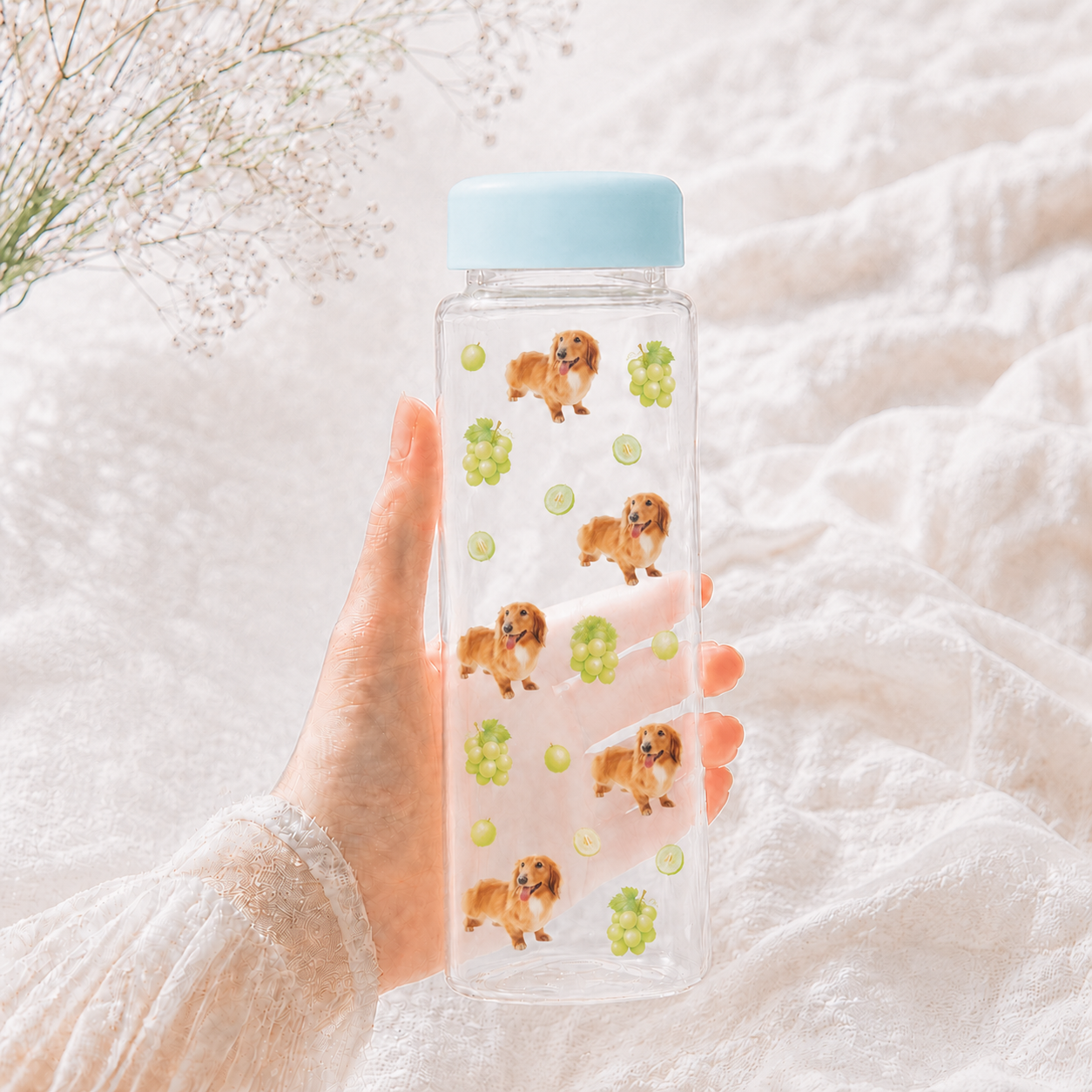 ペット写真入り フルーツクリアボトル｜オリジナル水筒・ドリンクボトル  500ml