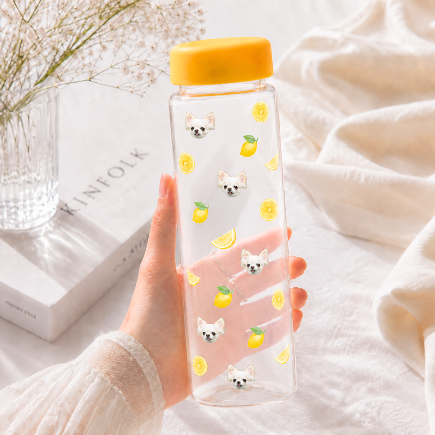 ペット写真入り フルーツクリアボトル｜オリジナル水筒・ドリンクボトル  500ml