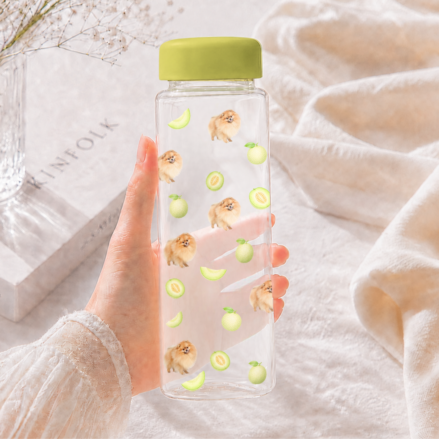 ペット写真入り フルーツクリアボトル｜オリジナル水筒・ドリンクボトル  500ml