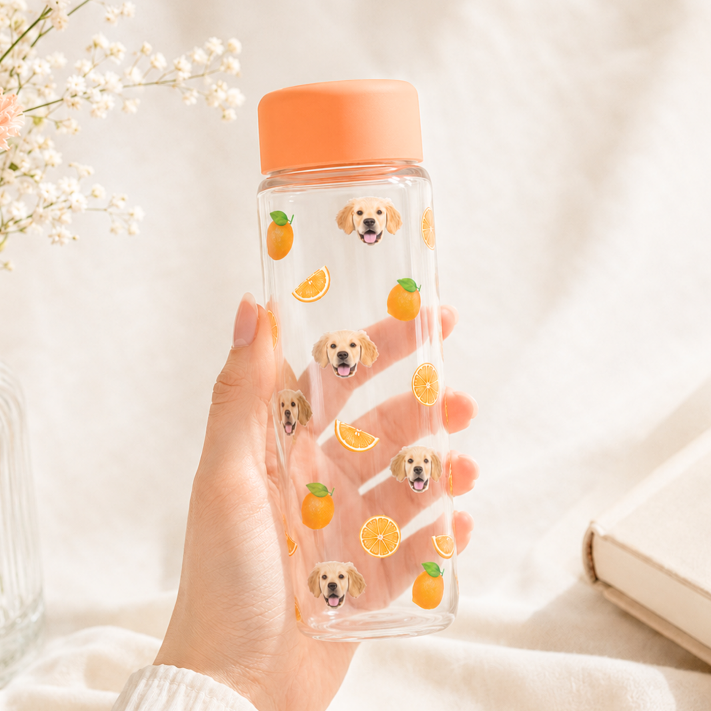 ペット写真入り フルーツクリアボトル｜オリジナル水筒・ドリンクボトル  500ml