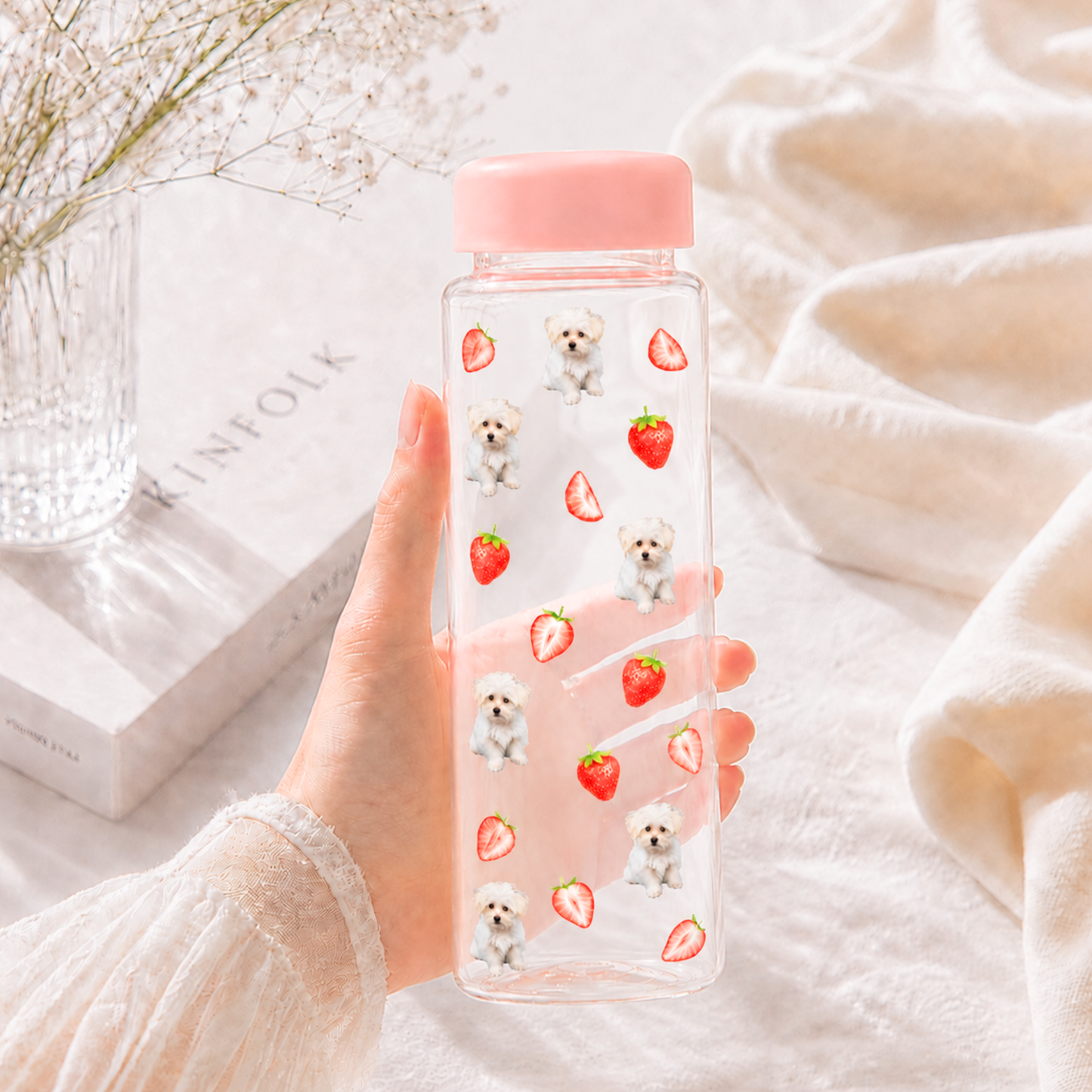 ペット写真入り フルーツクリアボトル｜オリジナル水筒・ドリンクボトル  500ml