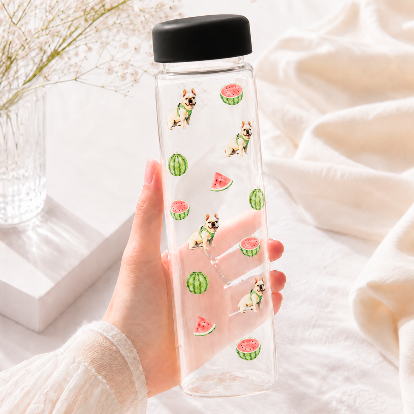 ペット写真入り フルーツクリアボトル｜オリジナル水筒・ドリンクボトル  500ml